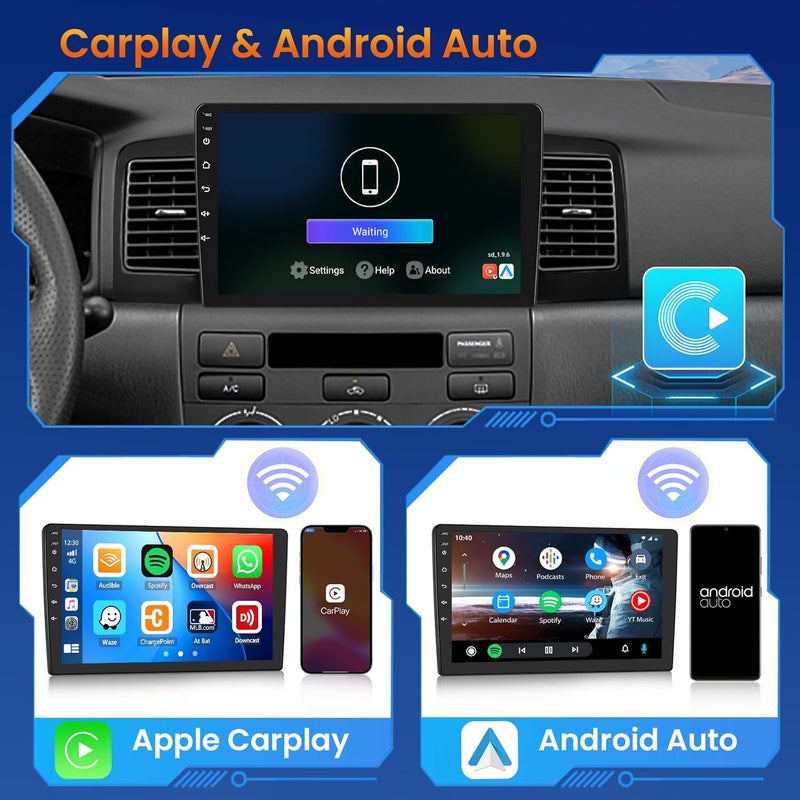 Inefala [2G+64G] Android 15 Car Radio for Toyota Corolla EX 2005-2012 with Wireless Carplay/Android Auto, 9 Inch HD Touchscreen for Corolla Stereo with GPS 5GHz WiFi Bluetooth SWC Backup Camera MIC - Image 3